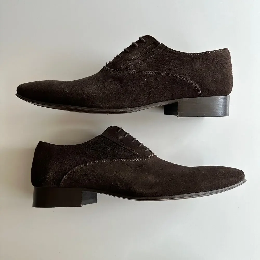 Brett & Sons NWOB Handmade Agustin Derby Chocolate Suede‎ Shoes EU 41 US 8
